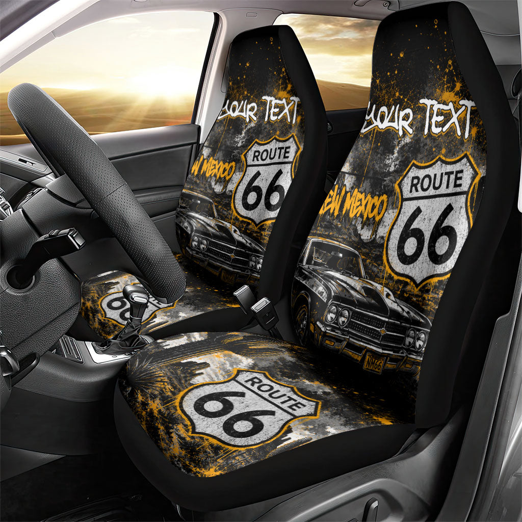 Personalized New Mexico Route 66 Classic Car Car Seat Cover Desert Cactus Grunge Paint Splatter Vintage Road Trip
