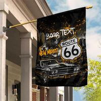 Personalized New Mexico Route 66 Classic Car Garden Flag Desert Cactus Grunge Paint Splatter Vintage Road Trip