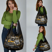 Personalized New Mexico Route 66 Classic Car Grocery Bag Desert Cactus Grunge Paint Splatter Vintage Road Trip