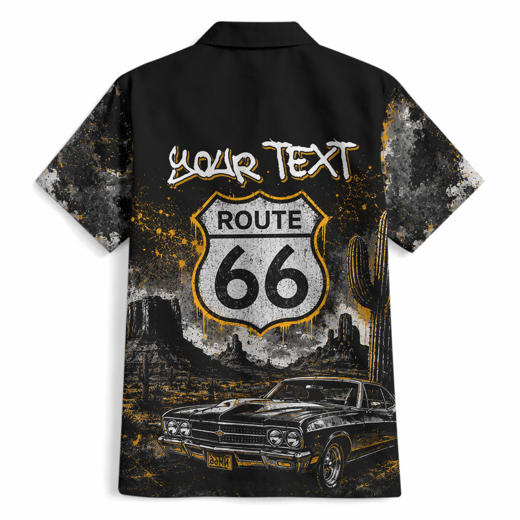 Personalized New Mexico Route 66 Classic Car Hawaiian Shirt Desert Cactus Grunge Paint Splatter Vintage Road Trip