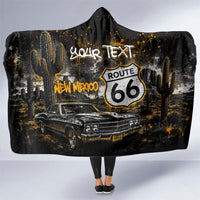 Personalized New Mexico Route 66 Classic Car Hooded Blanket Desert Cactus Grunge Paint Splatter Vintage Road Trip