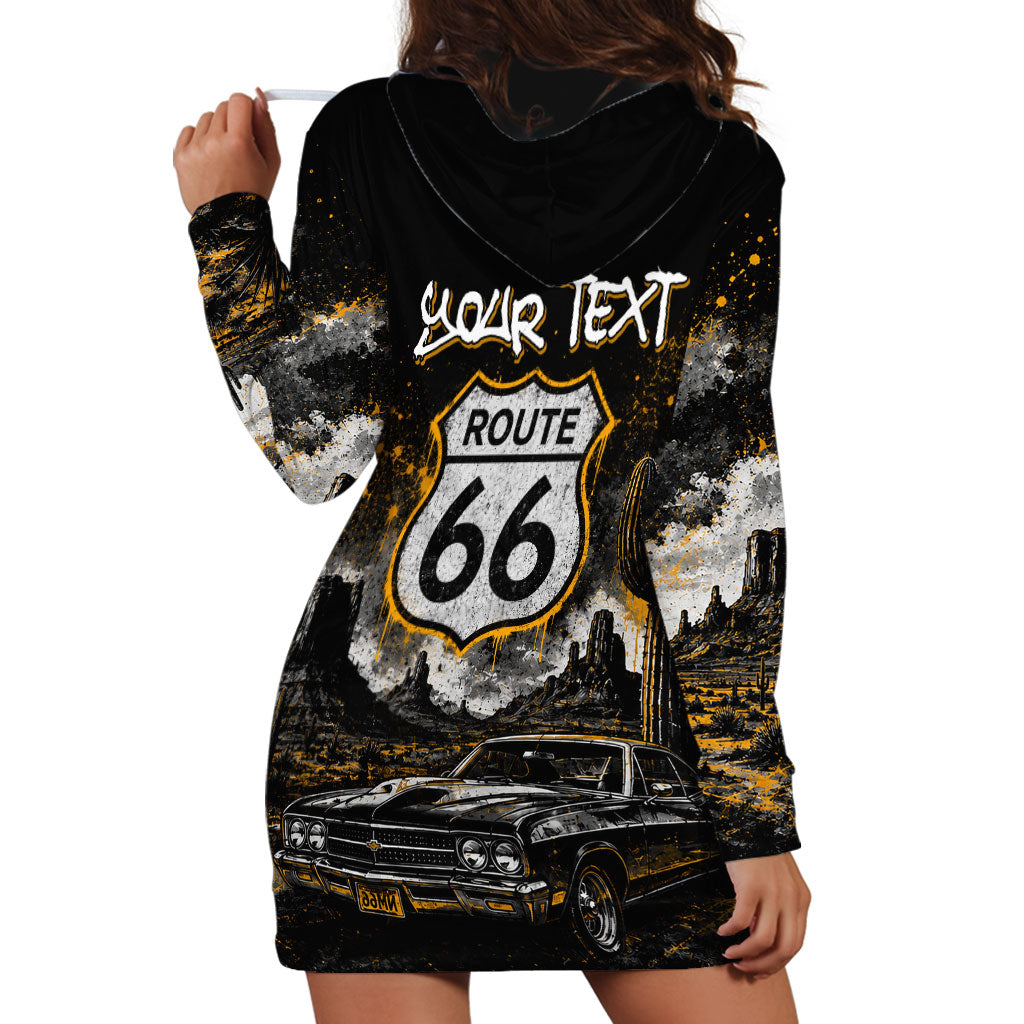 Personalized New Mexico Route 66 Classic Car Hoodie Dress Desert Cactus Grunge Paint Splatter Vintage Road Trip