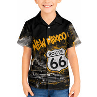 Personalized New Mexico Route 66 Classic Car Kid Hawaiian Shirt Desert Cactus Grunge Paint Splatter Vintage Road Trip