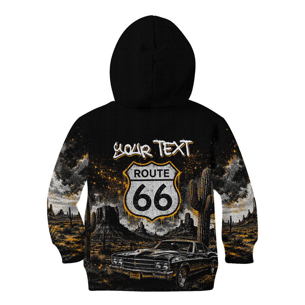 Personalized New Mexico Route 66 Classic Car Kid Hoodie Desert Cactus Grunge Paint Splatter Vintage Road Trip