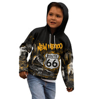 Personalized New Mexico Route 66 Classic Car Kid Hoodie Desert Cactus Grunge Paint Splatter Vintage Road Trip