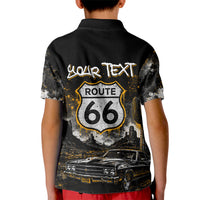 Personalized New Mexico Route 66 Classic Car Kid Polo Shirt Desert Cactus Grunge Paint Splatter Vintage Road Trip