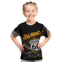 Personalized New Mexico Route 66 Classic Car Kid T Shirt Desert Cactus Grunge Paint Splatter Vintage Road Trip