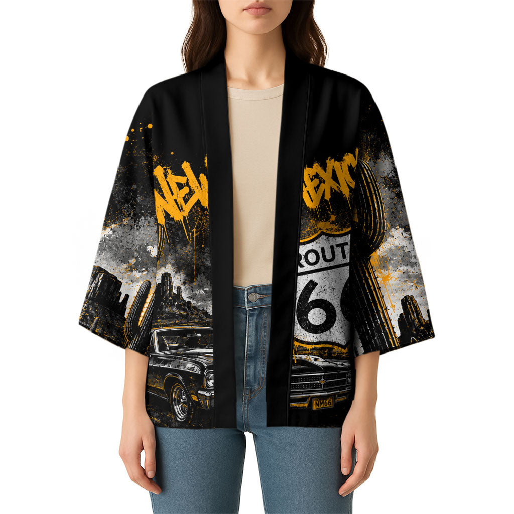 Personalized New Mexico Route 66 Classic Car Kimono Desert Cactus Grunge Paint Splatter Vintage Road Trip