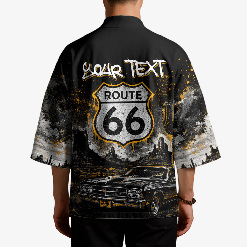 Personalized New Mexico Route 66 Classic Car Kimono Desert Cactus Grunge Paint Splatter Vintage Road Trip