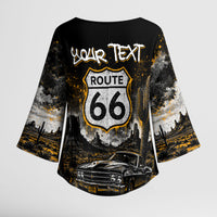 Personalized New Mexico Route 66 Classic Car Kimono Sleeve Blouse Desert Cactus Grunge Paint Splatter Vintage Road Trip