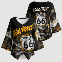 Personalized New Mexico Route 66 Classic Car Kimono Sleeve Blouse Desert Cactus Grunge Paint Splatter Vintage Road Trip