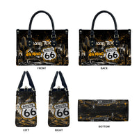 Personalized New Mexico Route 66 Classic Car Leather Bag Desert Cactus Grunge Paint Splatter Vintage Road Trip