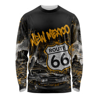 Personalized New Mexico Route 66 Classic Car Long Sleeve Shirt Desert Cactus Grunge Paint Splatter Vintage Road Trip