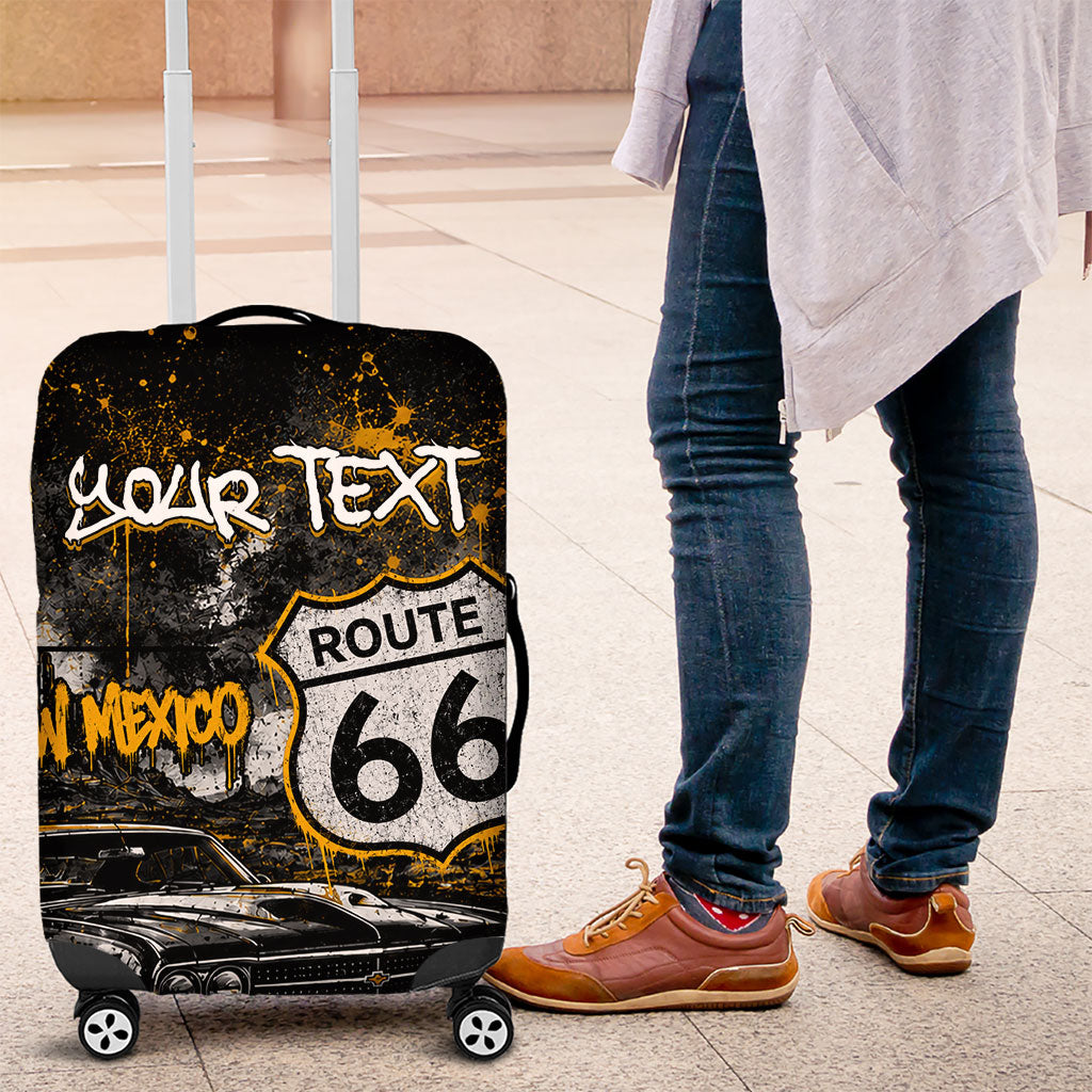 Personalized New Mexico Route 66 Classic Car Luggage Cover Desert Cactus Grunge Paint Splatter Vintage Road Trip