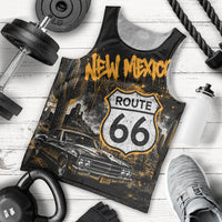Personalized New Mexico Route 66 Classic Car Men Tank Top Desert Cactus Grunge Paint Splatter Vintage Road Trip