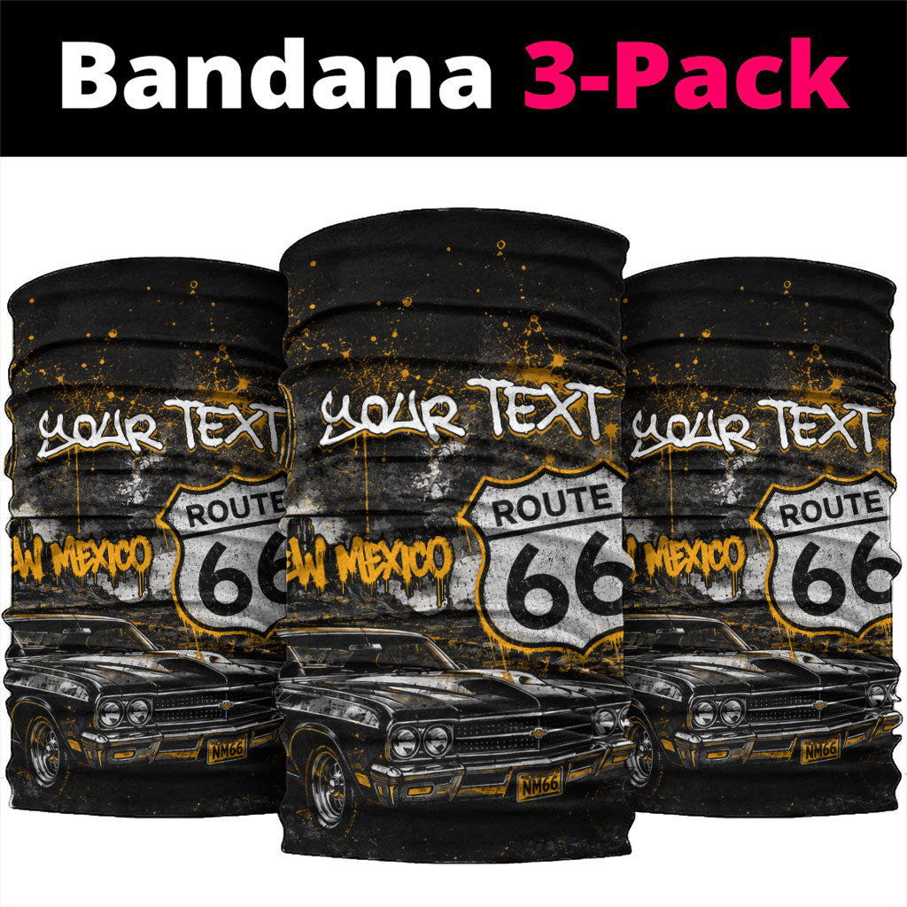 Personalized New Mexico Route 66 Classic Car Neck Gaiter Desert Cactus Grunge Paint Splatter Vintage Road Trip