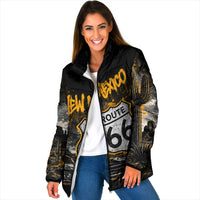 Personalized New Mexico Route 66 Classic Car Padded Jacket Desert Cactus Grunge Paint Splatter Vintage Road Trip