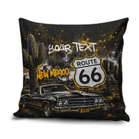 Personalized New Mexico Route 66 Classic Car Pillow Cover Desert Cactus Grunge Paint Splatter Vintage Road Trip
