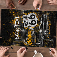 Personalized New Mexico Route 66 Classic Car Puzzle Desert Cactus Grunge Paint Splatter Vintage Road Trip
