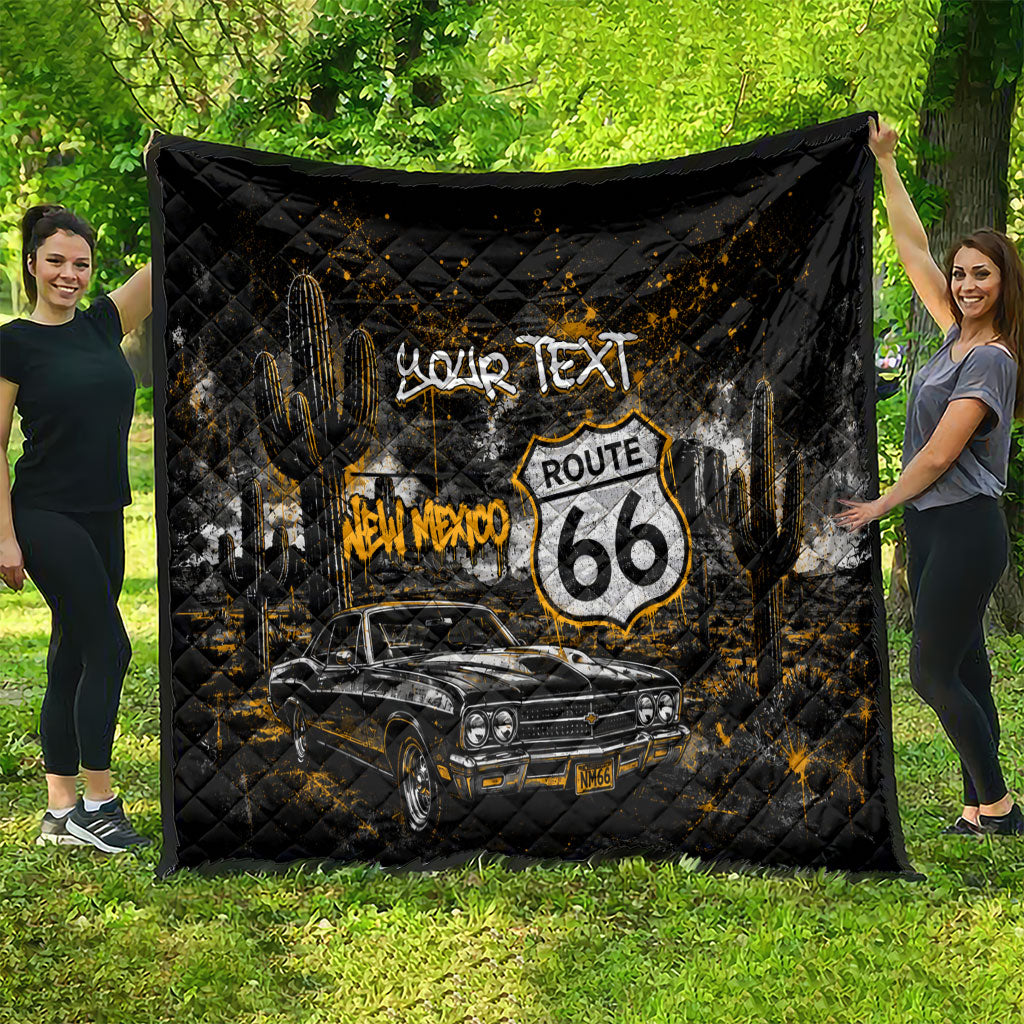 Personalized New Mexico Route 66 Classic Car Quilt Desert Cactus Grunge Paint Splatter Vintage Road Trip