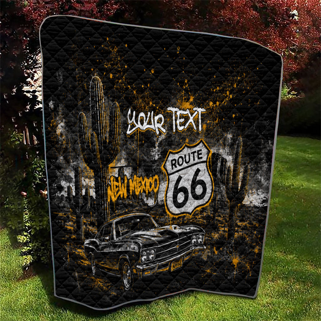 Personalized New Mexico Route 66 Classic Car Quilt Desert Cactus Grunge Paint Splatter Vintage Road Trip