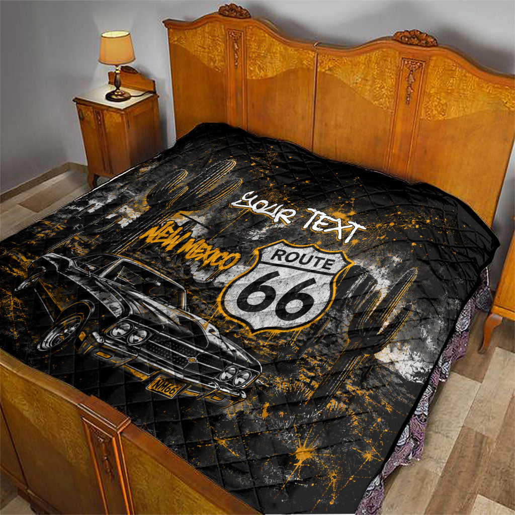 Personalized New Mexico Route 66 Classic Car Quilt Desert Cactus Grunge Paint Splatter Vintage Road Trip