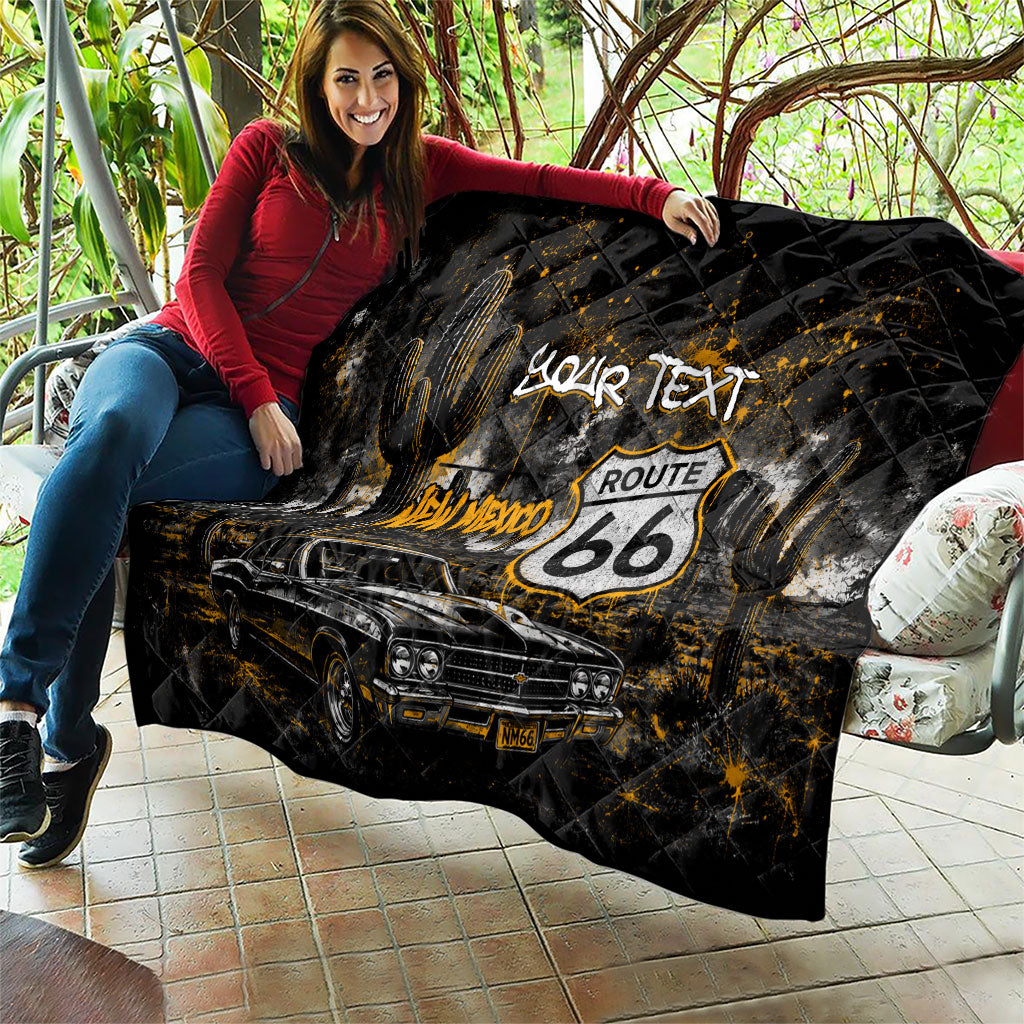 Personalized New Mexico Route 66 Classic Car Quilt Desert Cactus Grunge Paint Splatter Vintage Road Trip