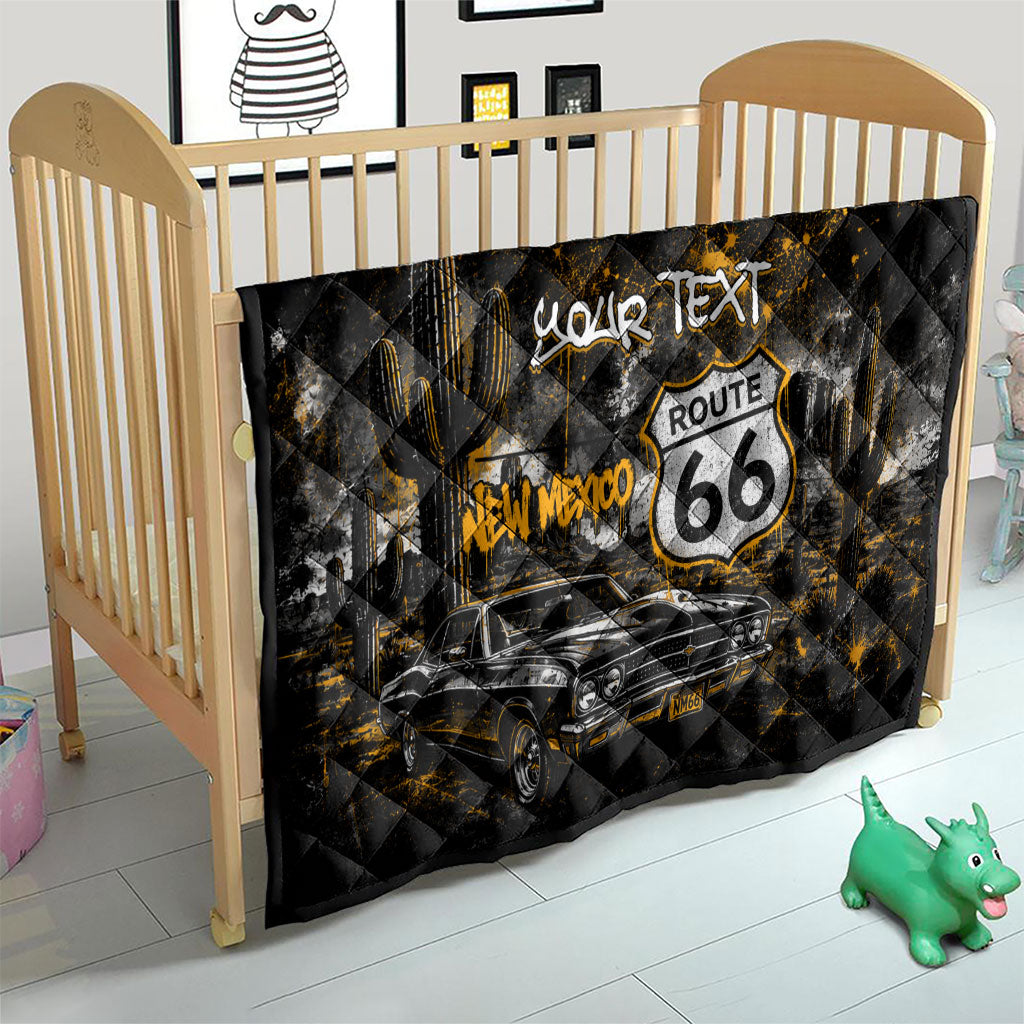 Personalized New Mexico Route 66 Classic Car Quilt Desert Cactus Grunge Paint Splatter Vintage Road Trip