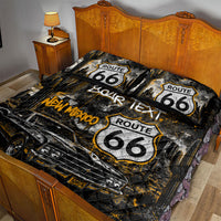Personalized New Mexico Route 66 Classic Car Quilt Bed Set Desert Cactus Grunge Paint Splatter Vintage Road Trip