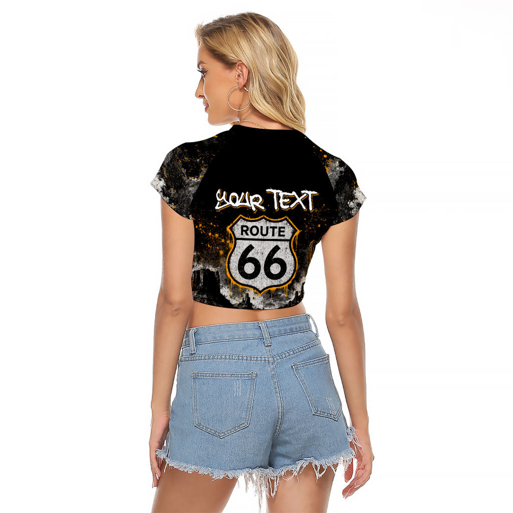 Personalized New Mexico Route 66 Classic Car Raglan Cropped T Shirt Desert Cactus Grunge Paint Splatter Vintage Road Trip