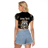 Personalized New Mexico Route 66 Classic Car Raglan Cropped T Shirt Desert Cactus Grunge Paint Splatter Vintage Road Trip