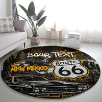 Personalized New Mexico Route 66 Classic Car Round Carpet Desert Cactus Grunge Paint Splatter Vintage Road Trip