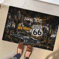 Personalized New Mexico Route 66 Classic Car Rubber Doormat Desert Cactus Grunge Paint Splatter Vintage Road Trip