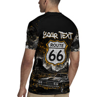 Personalized New Mexico Route 66 Classic Car Rugby Jersey Desert Cactus Grunge Paint Splatter Vintage Road Trip