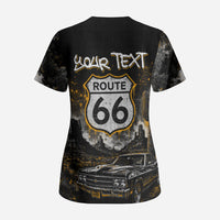 Personalized New Mexico Route 66 Classic Car Scrub Top Desert Cactus Grunge Paint Splatter Vintage Road Trip