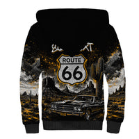 Personalized New Mexico Route 66 Classic Car Sherpa Hoodie Desert Cactus Grunge Paint Splatter Vintage Road Trip