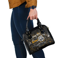 Personalized New Mexico Route 66 Classic Car Shoulder Handbag Desert Cactus Grunge Paint Splatter Vintage Road Trip