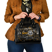 Personalized New Mexico Route 66 Classic Car Shoulder Handbag Desert Cactus Grunge Paint Splatter Vintage Road Trip