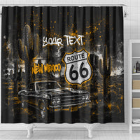 Personalized New Mexico Route 66 Classic Car Shower Curtain Desert Cactus Grunge Paint Splatter Vintage Road Trip