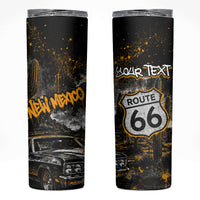 Personalized New Mexico Route 66 Classic Car Skinny Tumbler Desert Cactus Grunge Paint Splatter Vintage Road Trip