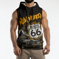 Personalized New Mexico Route 66 Classic Car Sleeveless Hoodie Desert Cactus Grunge Paint Splatter Vintage Road Trip
