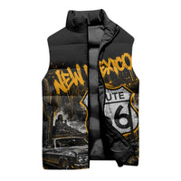 Personalized New Mexico Route 66 Classic Car Sleeveless Puffer Jacket Desert Cactus Grunge Paint Splatter Vintage Road Trip