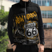 Personalized New Mexico Route 66 Classic Car Sleeveless Puffer Jacket Desert Cactus Grunge Paint Splatter Vintage Road Trip