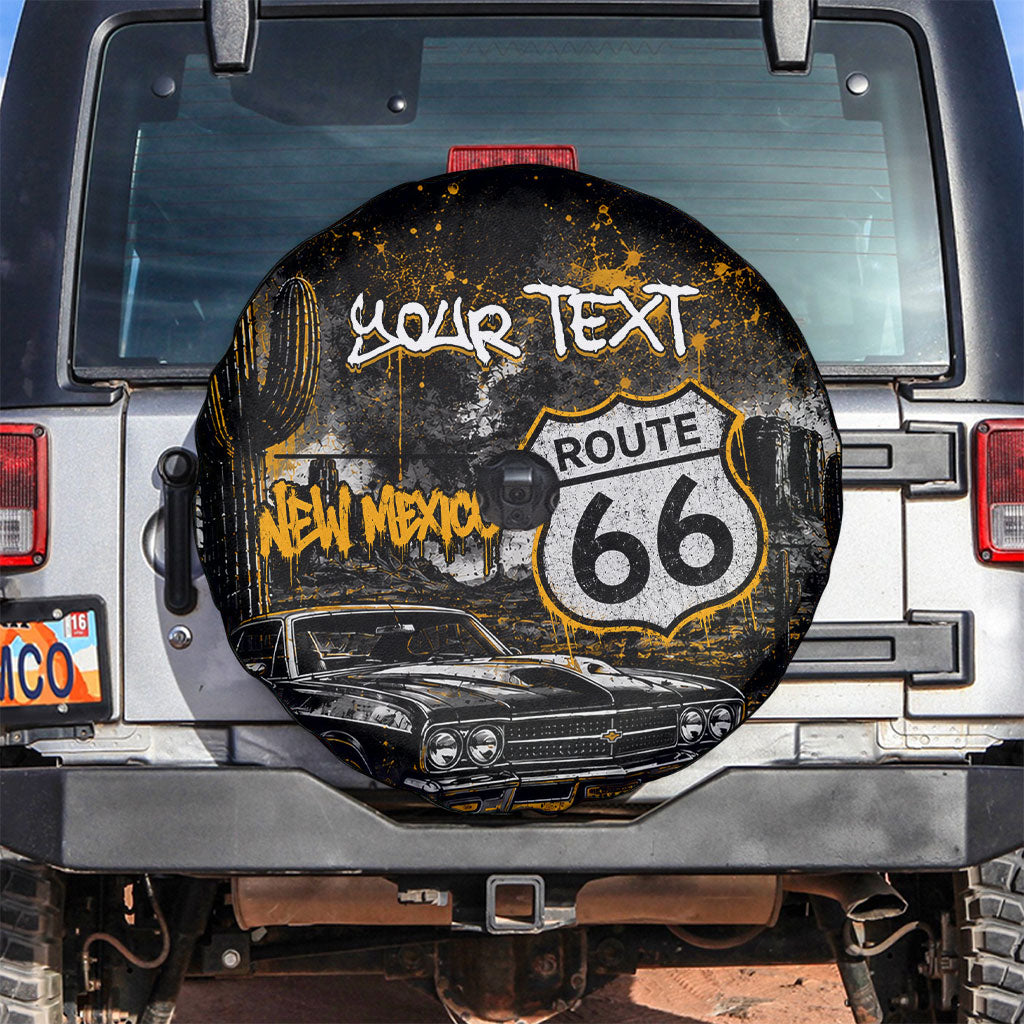 Personalized New Mexico Route 66 Classic Car Spare Tire Cover Desert Cactus Grunge Paint Splatter Vintage Road Trip