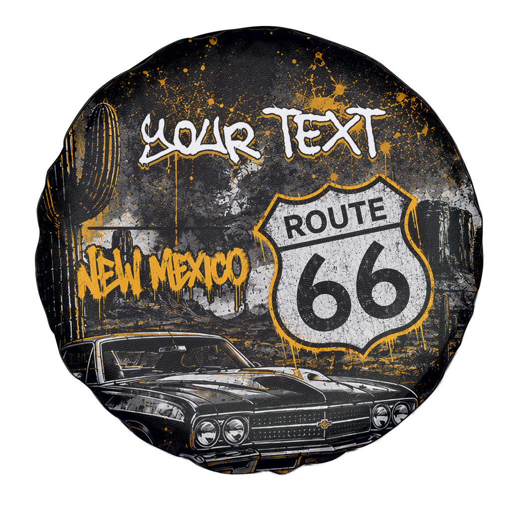Personalized New Mexico Route 66 Classic Car Spare Tire Cover Desert Cactus Grunge Paint Splatter Vintage Road Trip