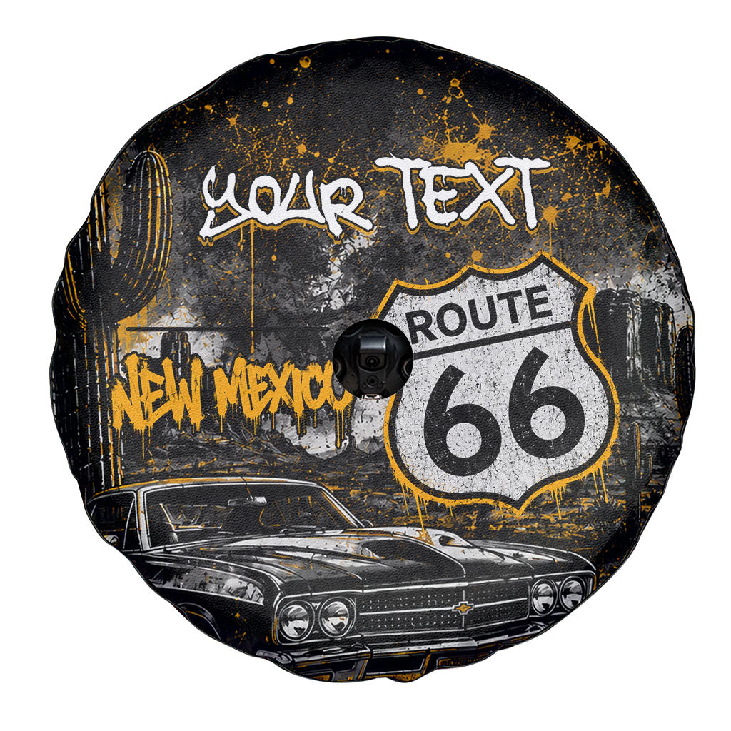 Personalized New Mexico Route 66 Classic Car Spare Tire Cover Desert Cactus Grunge Paint Splatter Vintage Road Trip