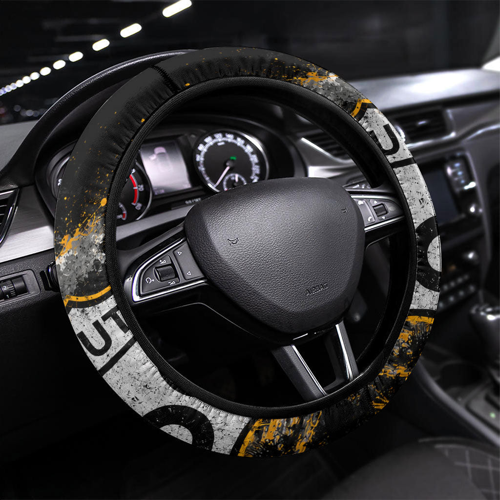 New Mexico Route 66 Classic Car Steering Wheel Cover Desert Cactus Grunge Paint Splatter Vintage Road Trip