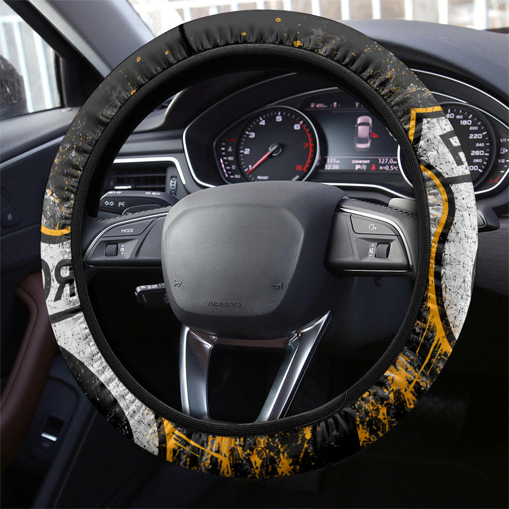 New Mexico Route 66 Classic Car Steering Wheel Cover Desert Cactus Grunge Paint Splatter Vintage Road Trip