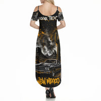 Personalized New Mexico Route 66 Classic Car Summer Maxi Dress Desert Cactus Grunge Paint Splatter Vintage Road Trip