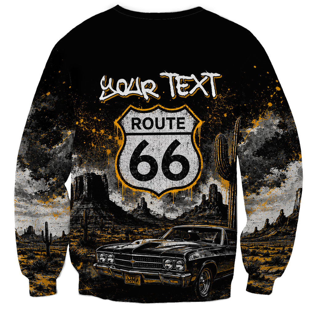 Personalized New Mexico Route 66 Classic Car Sweatshirt Desert Cactus Grunge Paint Splatter Vintage Road Trip